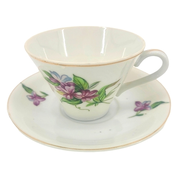 Vintage Violet Teacup and Saucer set for 2 - Made in Japan - Picture 4 of 11